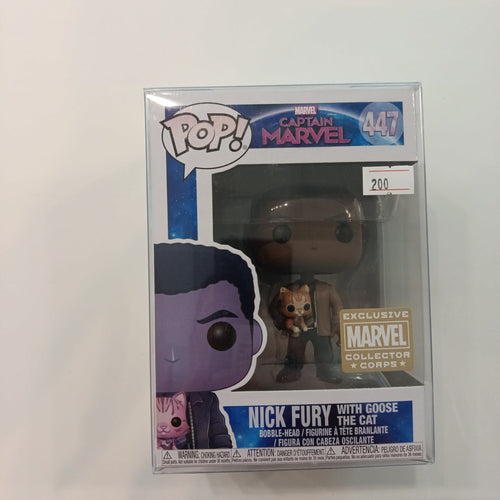 2019 Funko Pop Captain Marvel Nick Fury with Goose the Cat #447