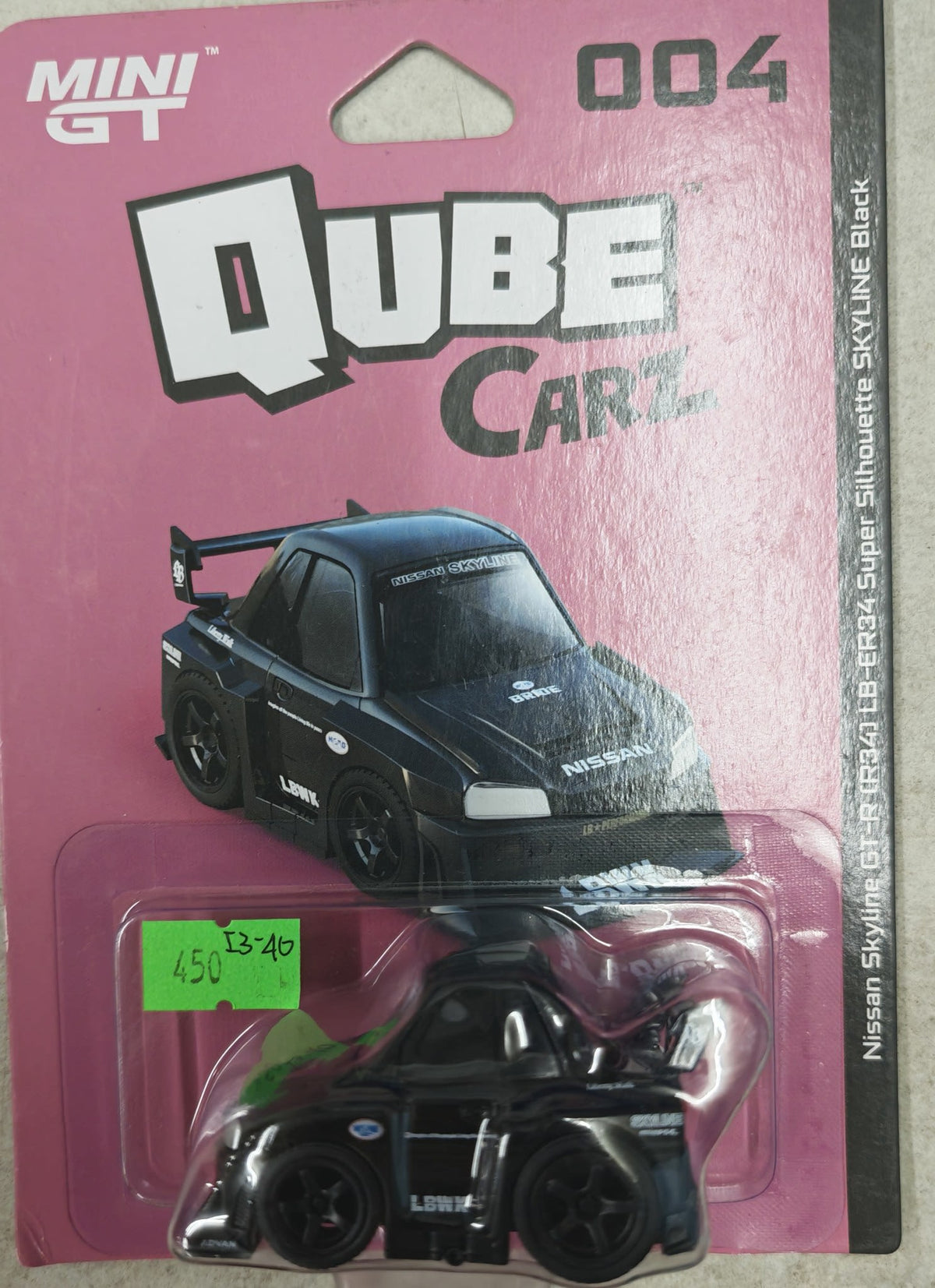 Mini GT Qube Carz Nissan Skyline GT-R (R34) LB-ER34 Super Silhouette Black #004