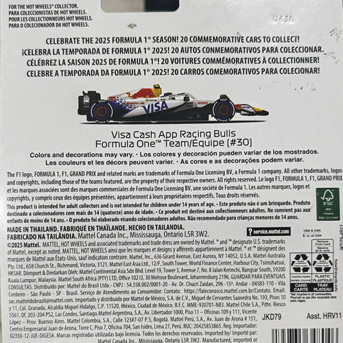 2025 Hot Wheels Hot Wheels Premium Formula 1 Visa Cash App Racing Bulls Formula One Team C
