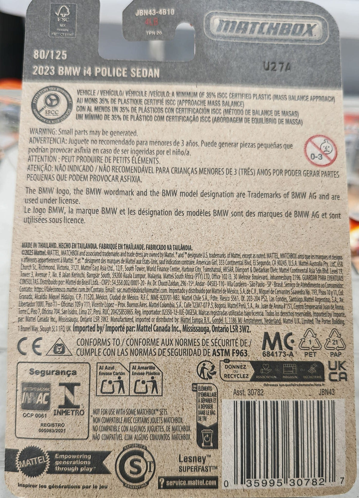 2025 Matchbox Lifetime 2023 BMW i4 Police Sedan - view 2