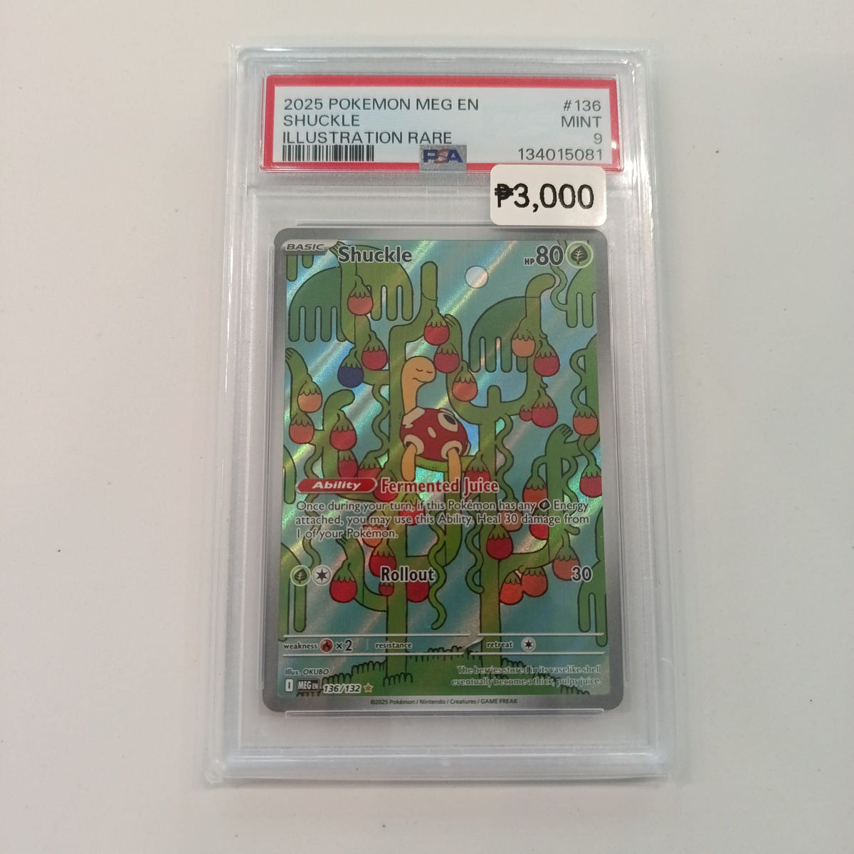 2025 Pokemon Company 2025 Pokemon MEG EN Illustration Rare Shuckle #136 PSA Mint