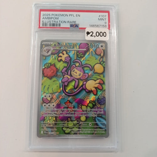 2025 The Pokemon Company Pokemon PFL EN Illustration Rare Ambipom #107 PSA 9