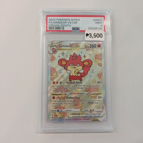 2023 Pokemon Company Sword & Shield Crown Zenith Simisear VSTAR #GG37 PSA 9
