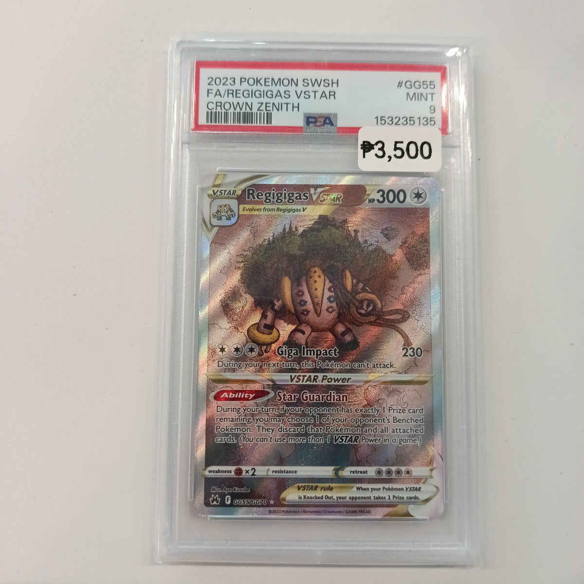 2023 Pokemon Company Crown Zenith Galarian Gallery Regigigas VSTAR Full Art #GG55 PSA 9
