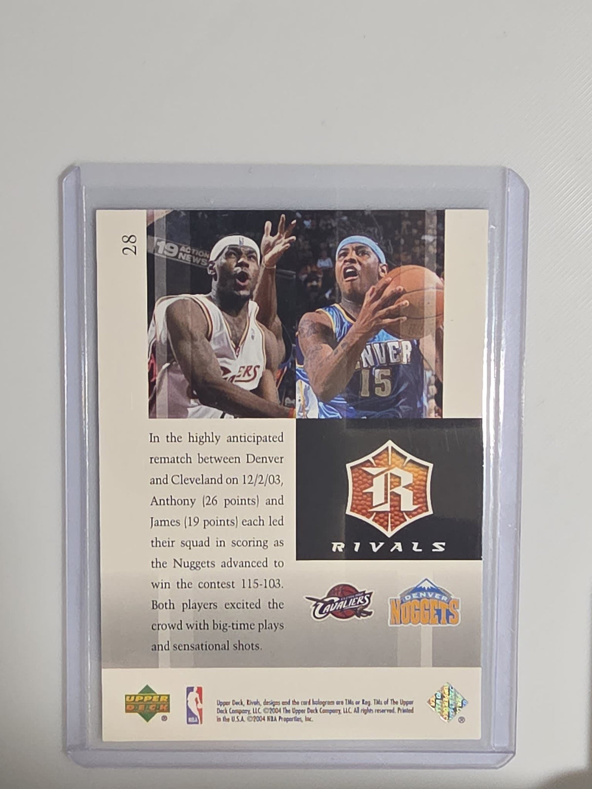 2003-04 Upper Deck Rivals Rivals LeBron James / Carmelo Anthony #28 - view 2