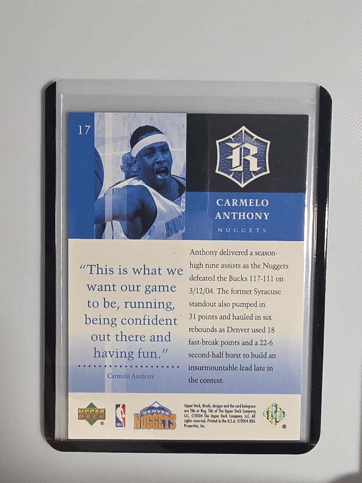 2003-04 Upper Deck Rivals Rivals Carmelo Anthony #17 - view 2