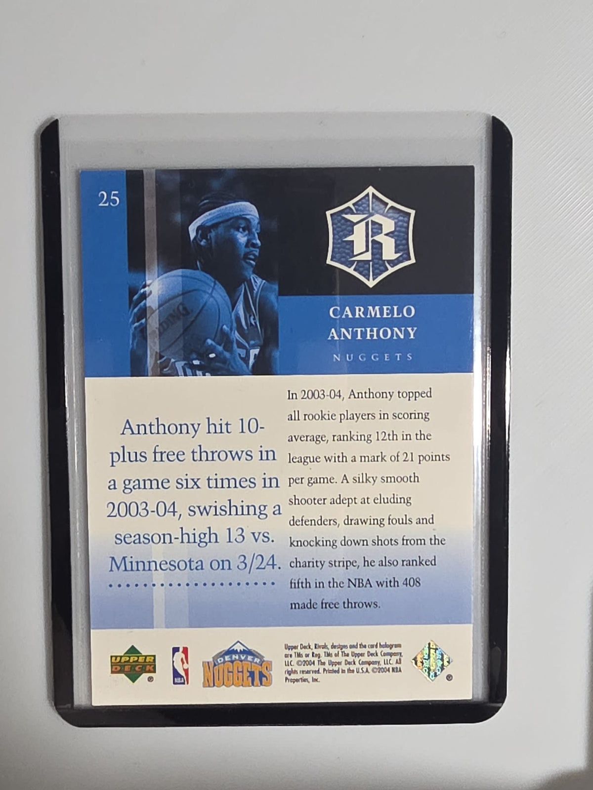 2003-04 Upper Deck Rivals Rivals Carmelo Anthony #25 - view 2