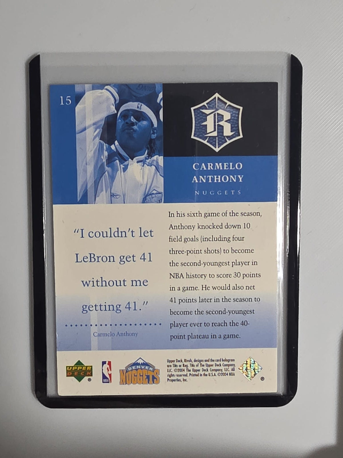 2004 Upper Deck Rivals Rivals Carmelo Anthony #15 - view 2