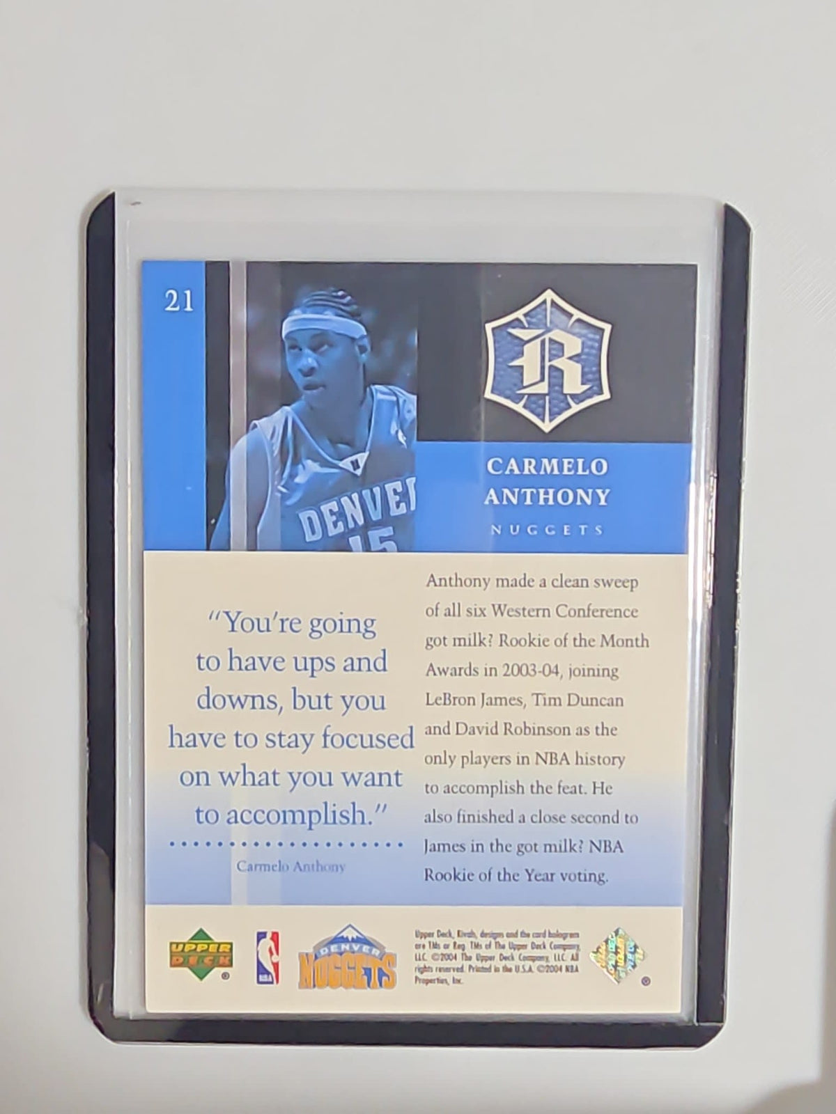 2004 Upper Deck Rivals Carmelo Anthony #21 - view 2