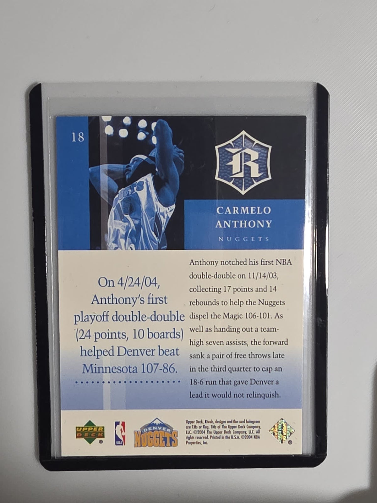 2004 Upper Deck Rivals Rivals Carmelo Anthony #18 - view 2