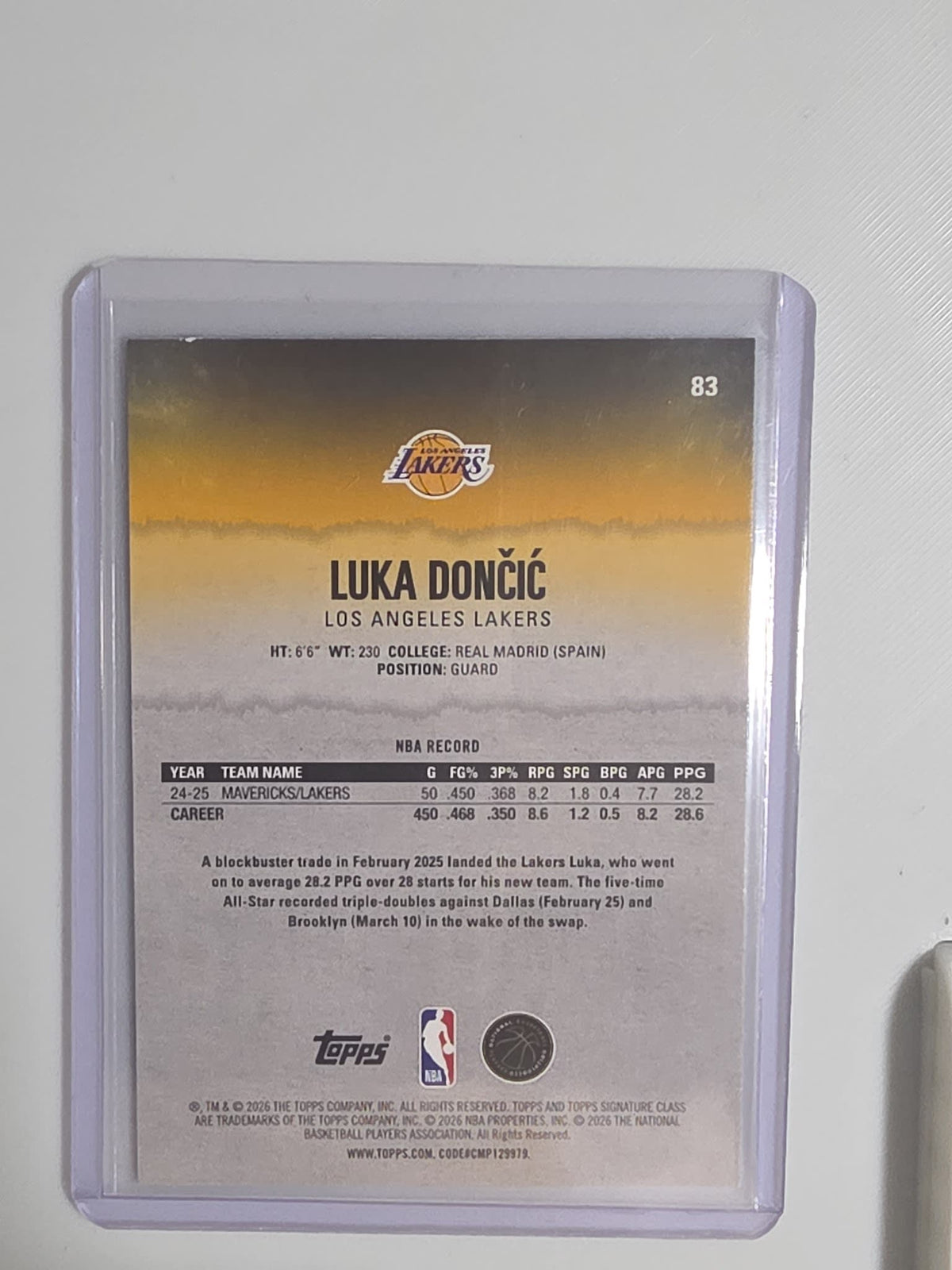 2025-26 Topps Round 1 Pick 3 Luka Dončić #83 - view 2