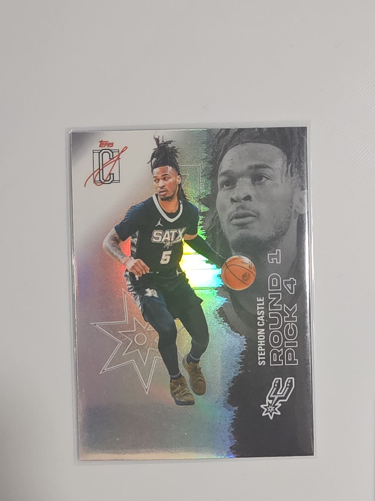 2025-26 Topps Round 1 Pick 4 Stephon Castle Refractor #53