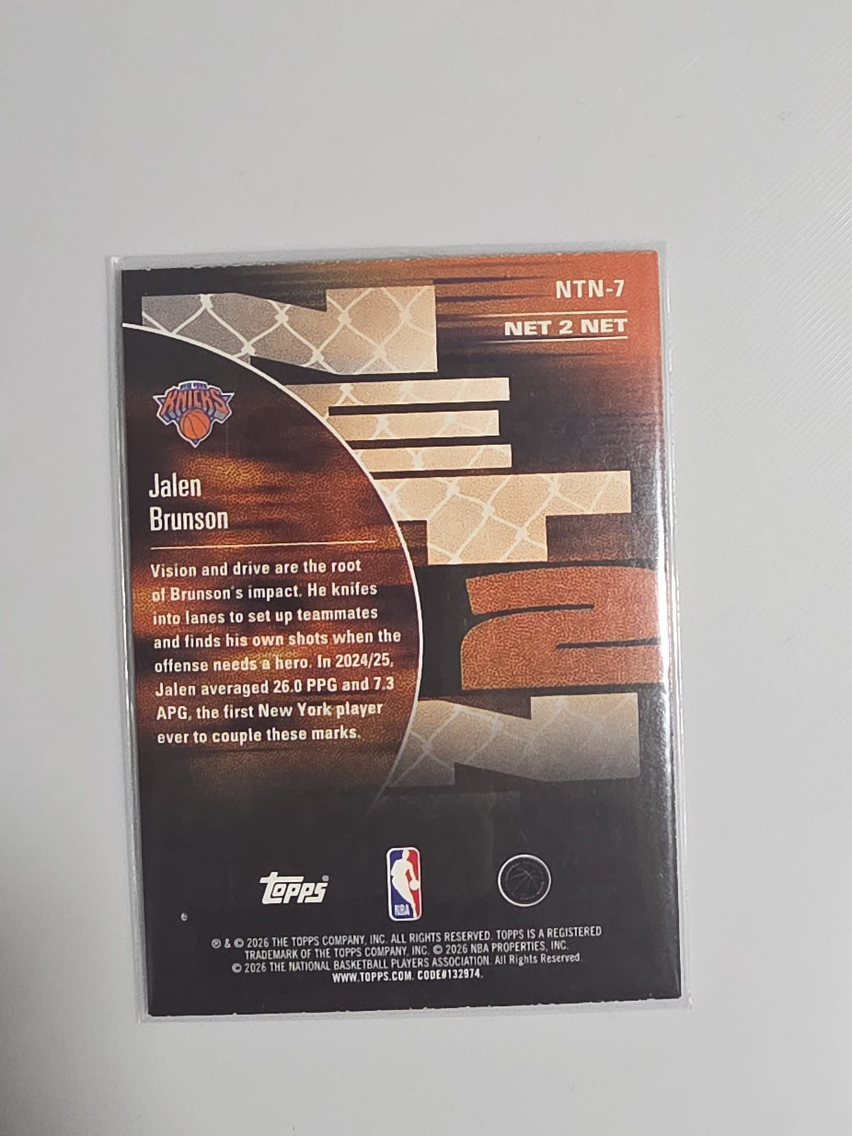 2025-26 Topps NBA Hoops Net 2 Net Jalen Brunson #NTN-7 - view 2