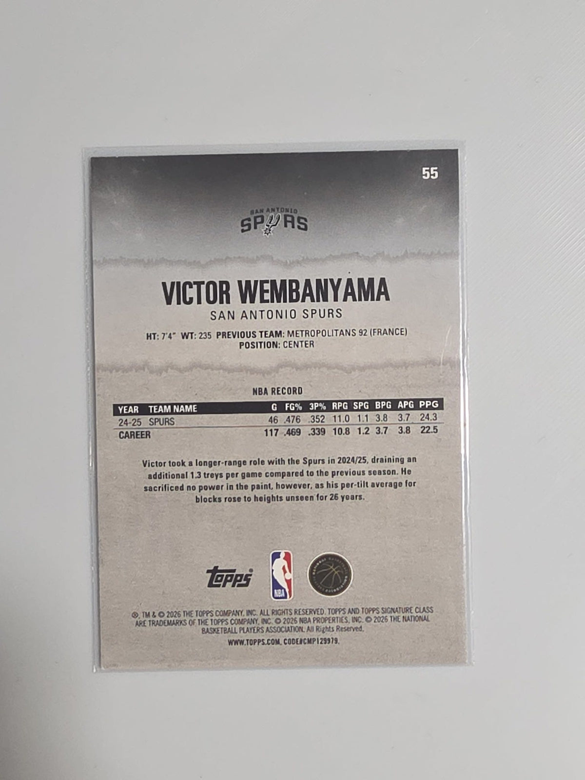 2025-26 Topps Round 1 Pick 1 Victor Wembanyama #55 - view 2