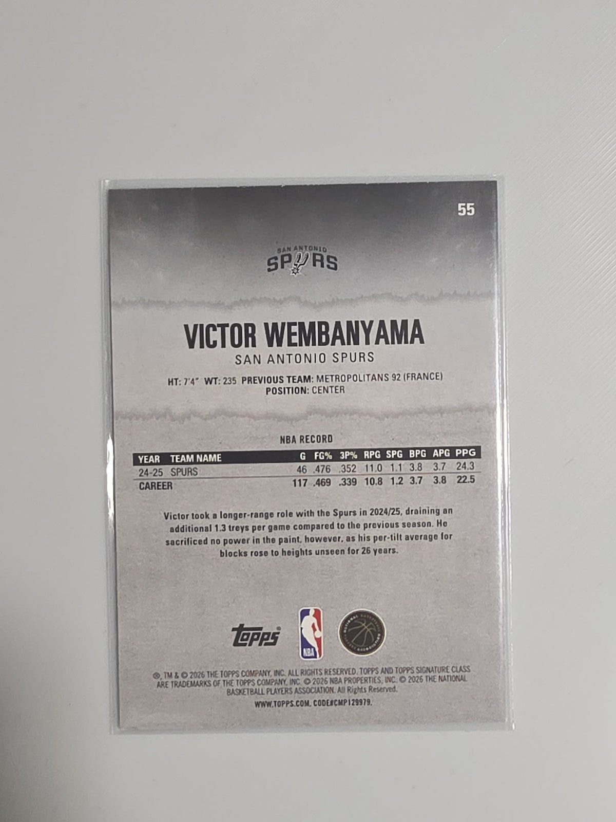 2025-26 Topps Round Pick 1 Victor Wembanyama #55 - view 2