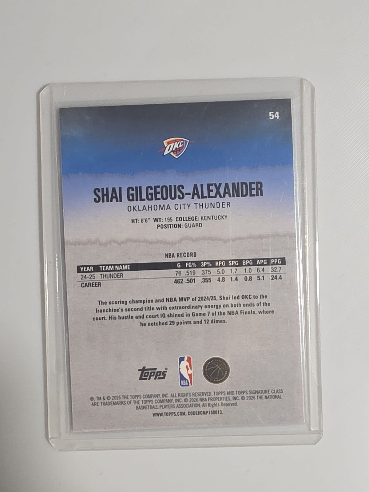 2025-26 Topps Round 1 Pick 11 Shai Gilgeous-Alexander Disco #54 - view 2