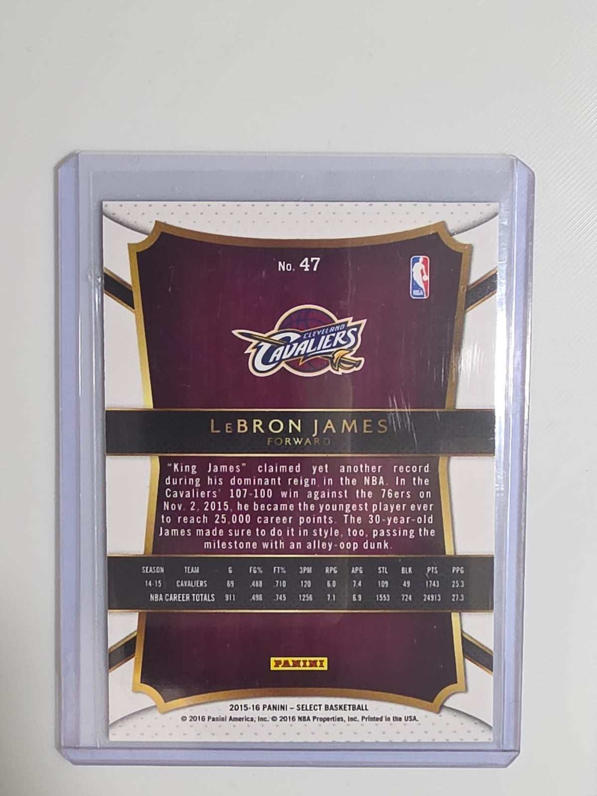 2015-16 Panini Select LeBron James #47 - view 2