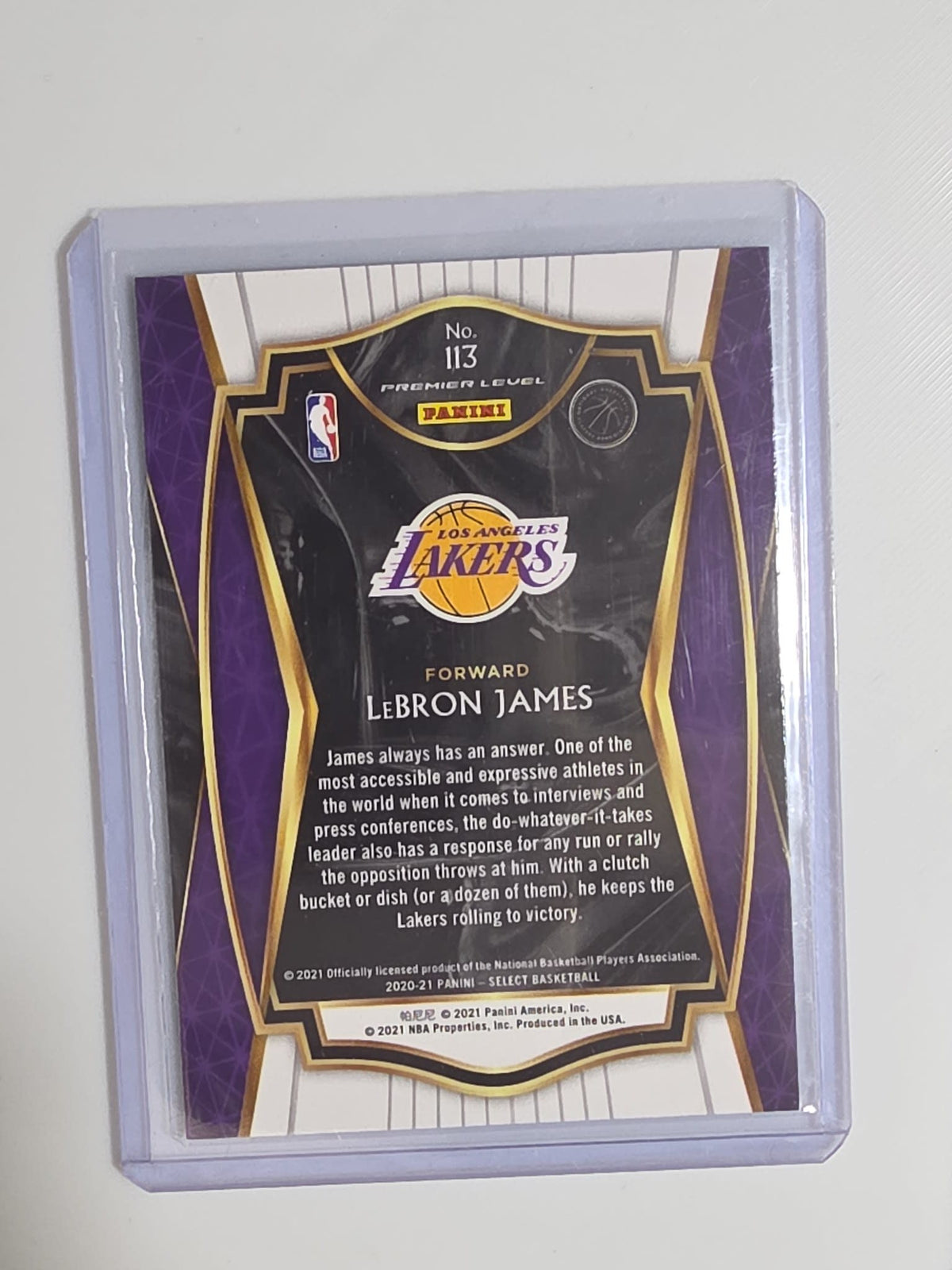 2020-21 Panini Select Premier Level LeBron James #113 - view 2
