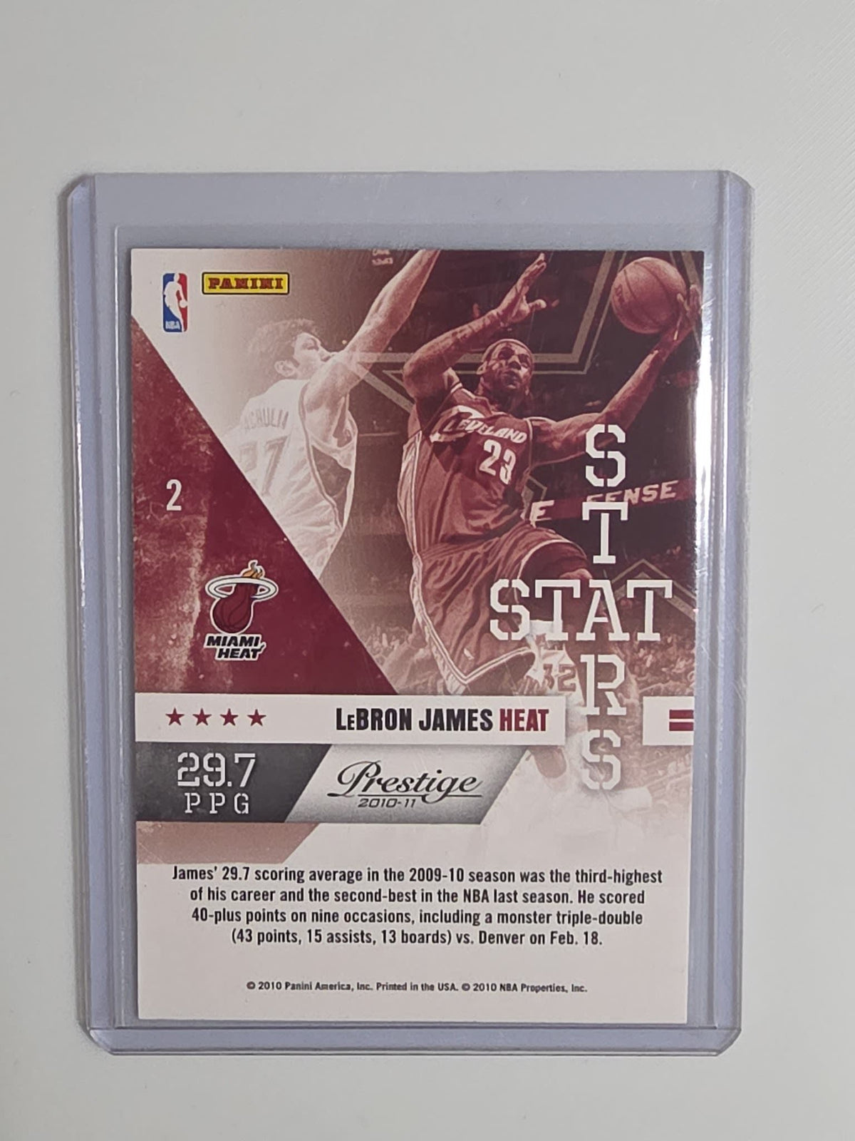 2010-11 Panini Prestige Stat Stars LeBron James #2 - view 2