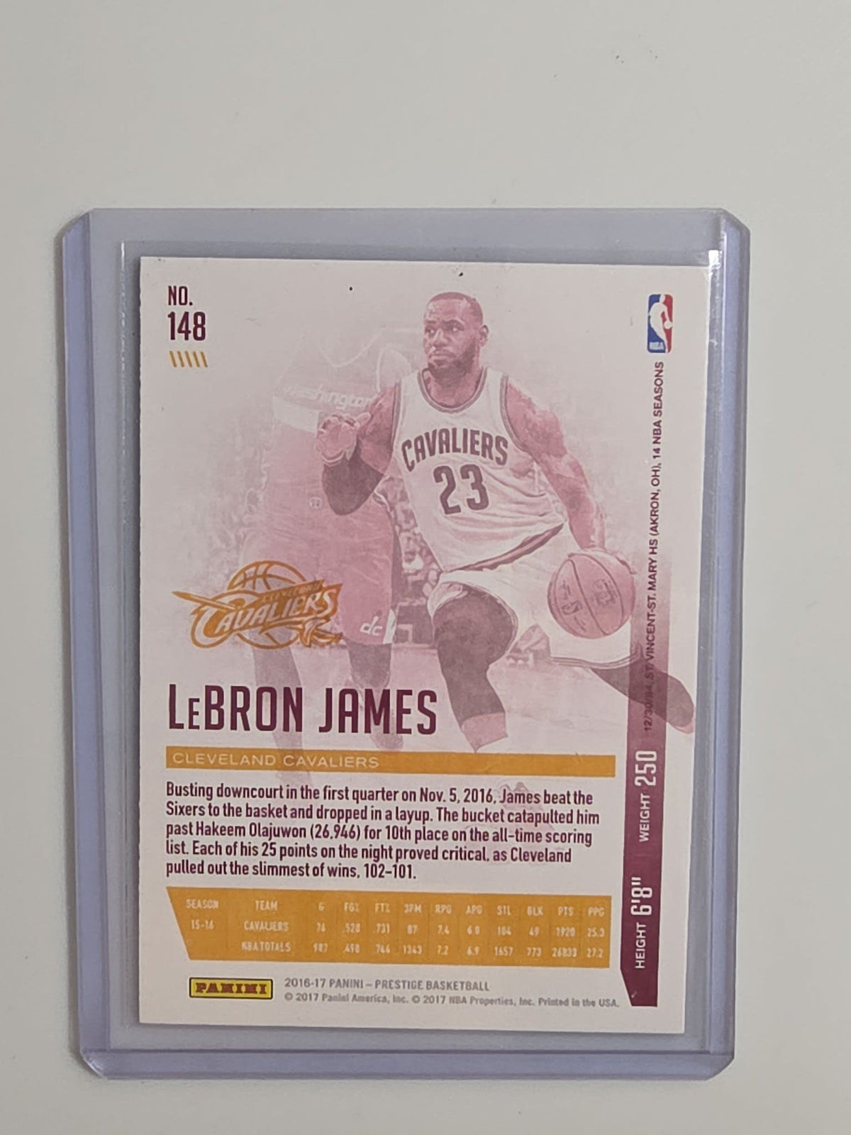2016-17 Panini Prestige LeBron James #148 - view 2