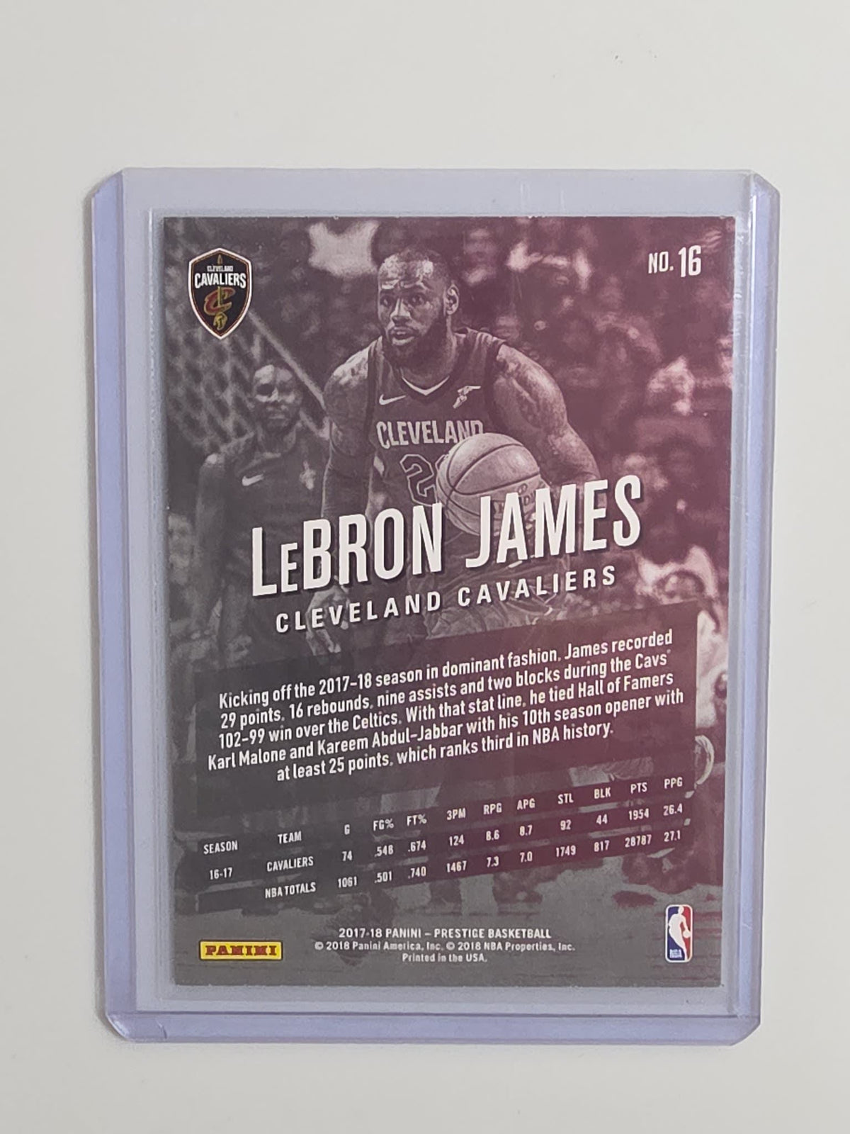 2017-18 Panini Prestige LeBron James #16 - view 2