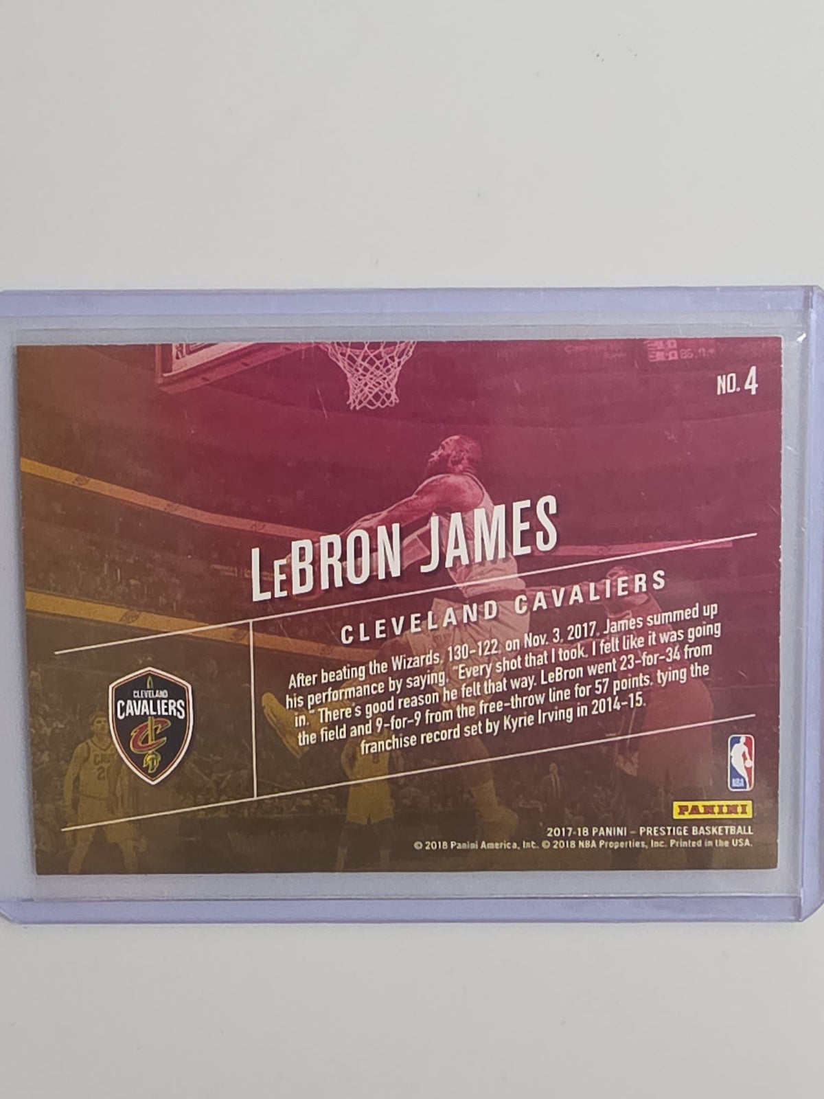 2017-18 Panini Prestige Highlight Reel LeBron James #4 - view 2