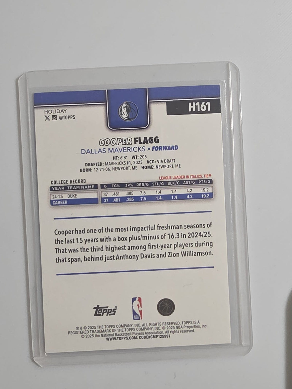 2025 Topps Holiday Holiday Cooper Flagg #H161 - view 2