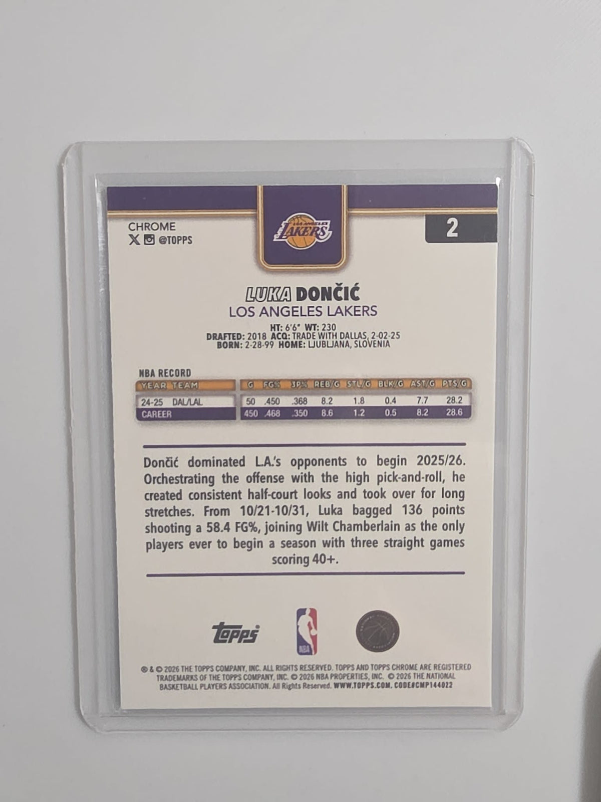 2025-26 Topps Chrome Luka Doncic #2 - view 2