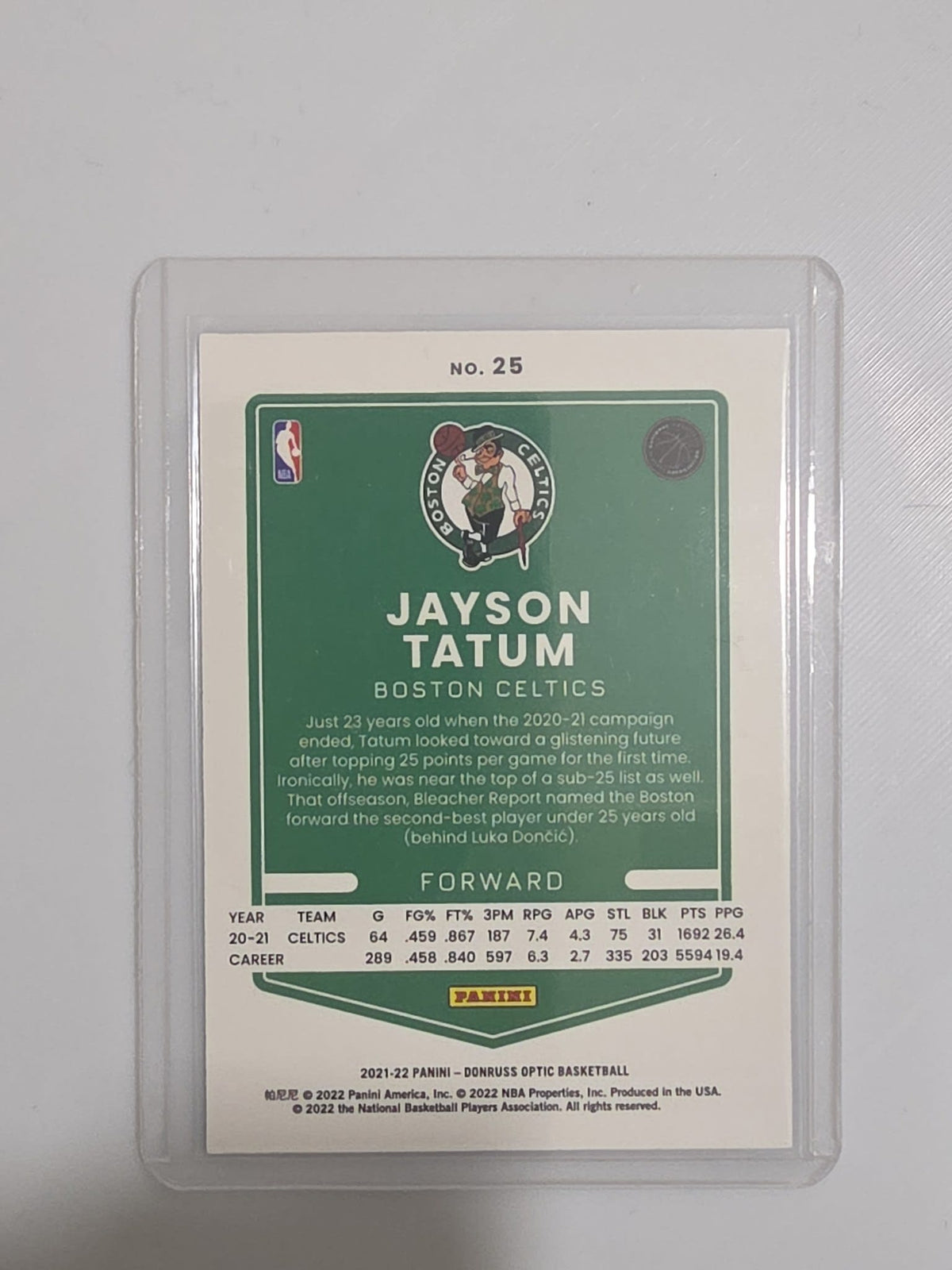 2021-22 Panini Donruss Optic Jayson Tatum #25 - view 2