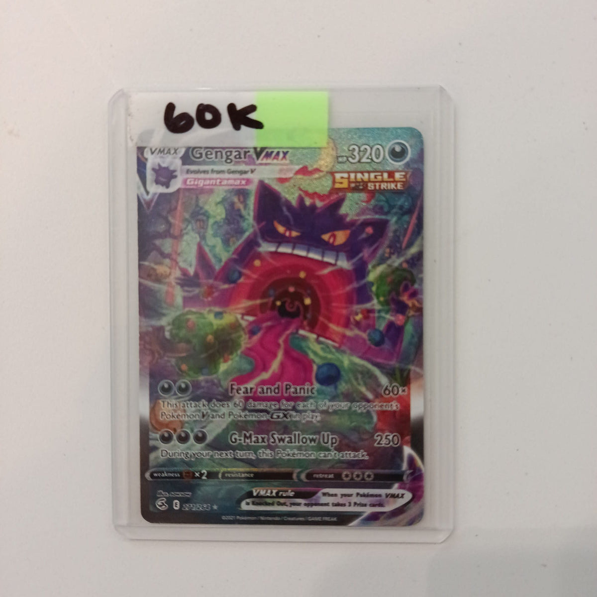 2021 Pokemon Company Fusion Strike Single Strike Gengar VMAX Full Art / Secret Rare #271