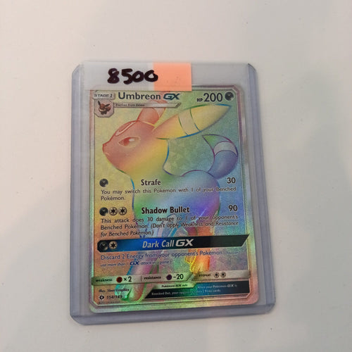 2017 Pokemon Company Sun & Moon GX Umbreon GX Rainbow Rare #154/149