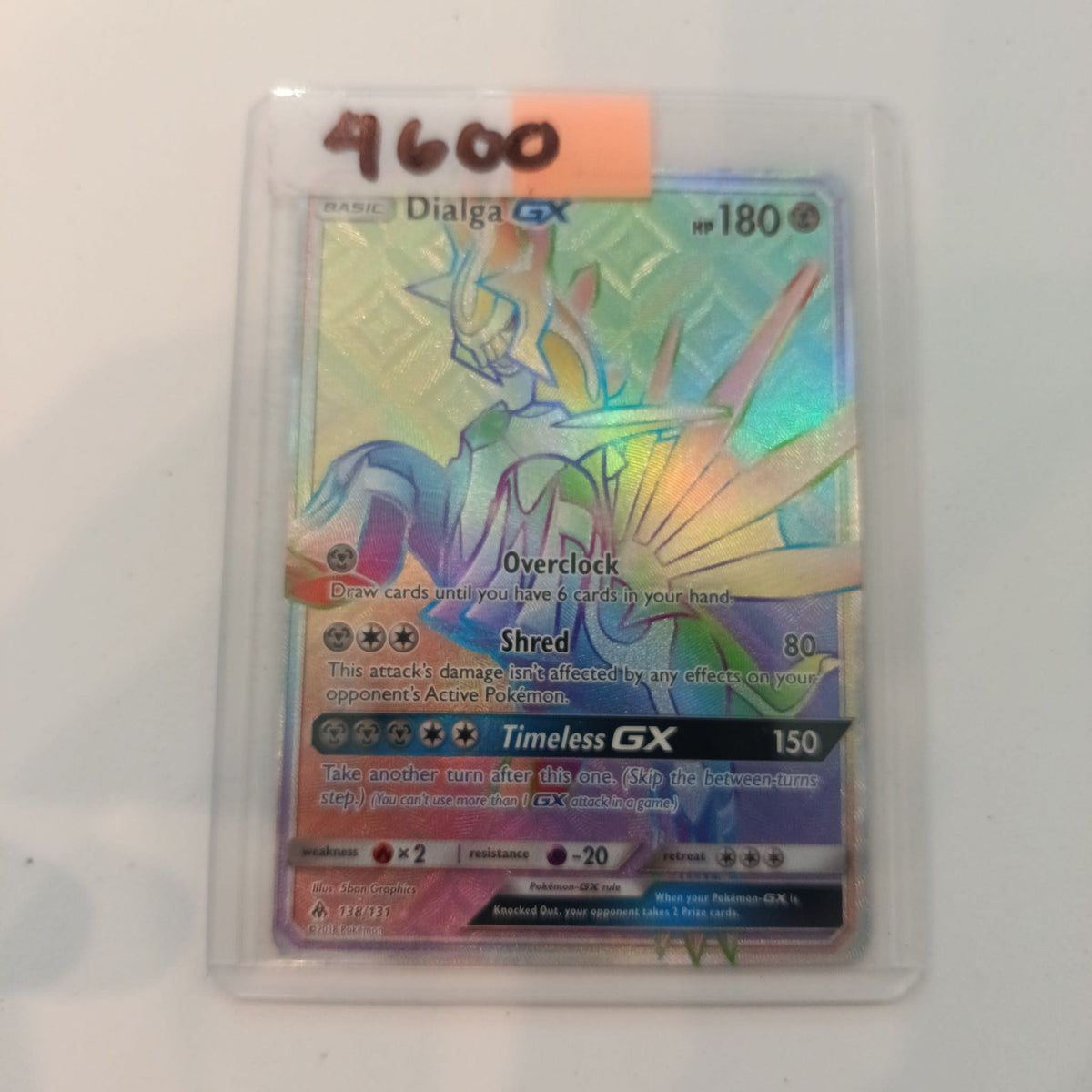 2018 Pokemon Company Forbidden Light GX Dialga GX Rainbow Rare #138/131