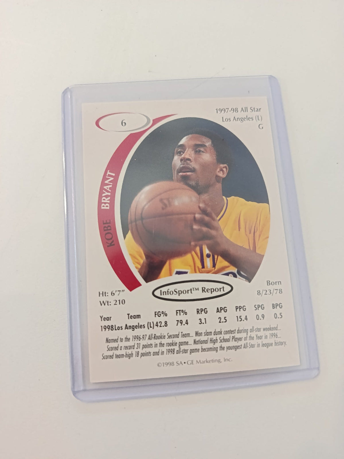 1997-98 SAGE InfoSport All-Star Kobe Bryant #6 - view 2