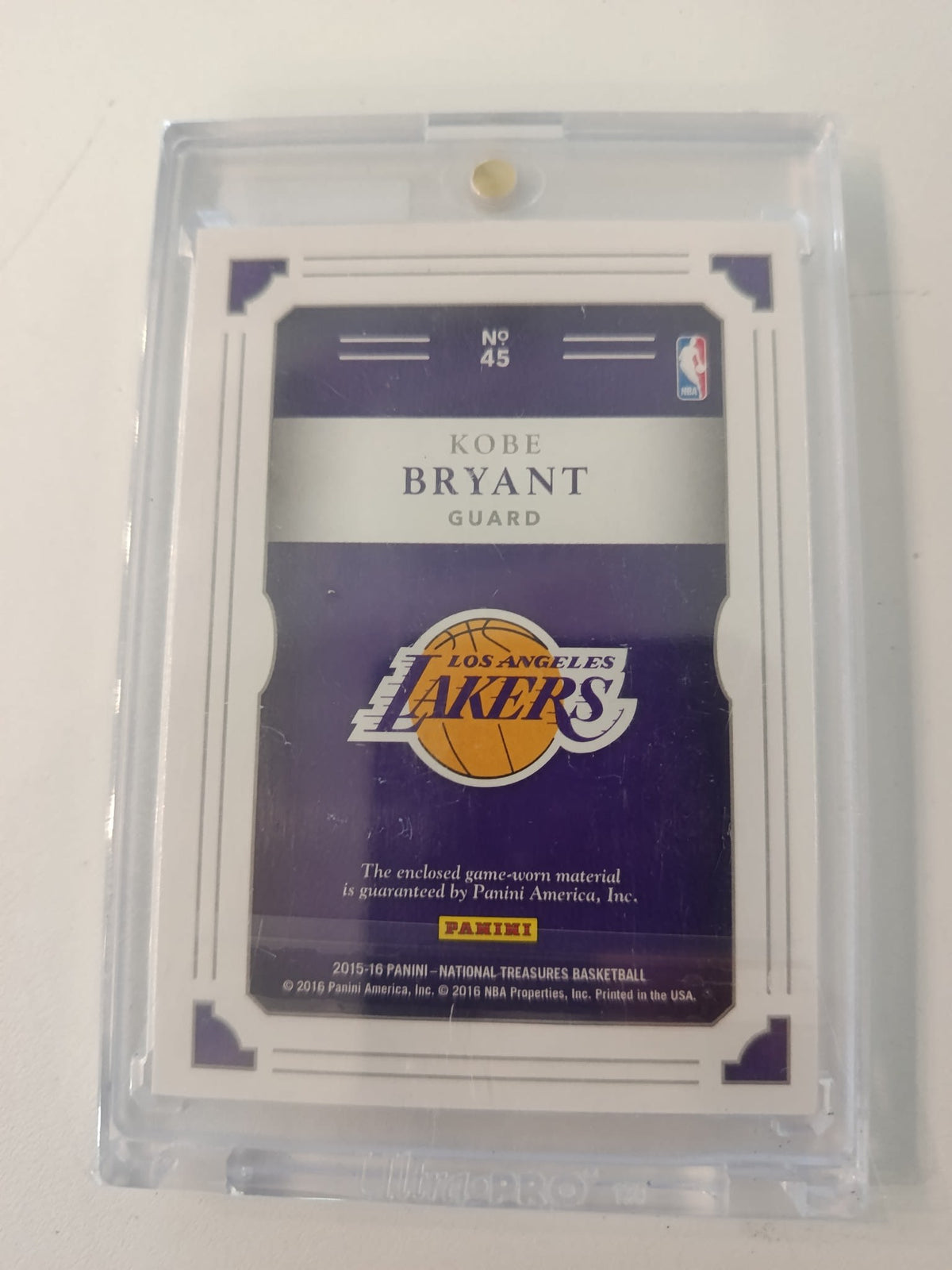2015-16 Panini National Treasures National Treasures Basketball Kobe Bryant #45 - view 2