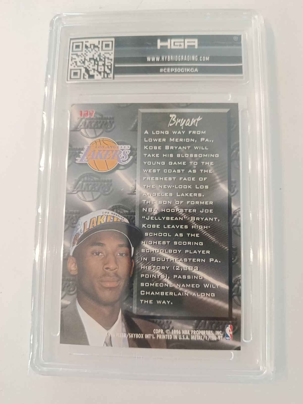 1996-97 Fleer Metal Fresh Foundation Kobe Bryant #137 HGA 9.0 - view 2