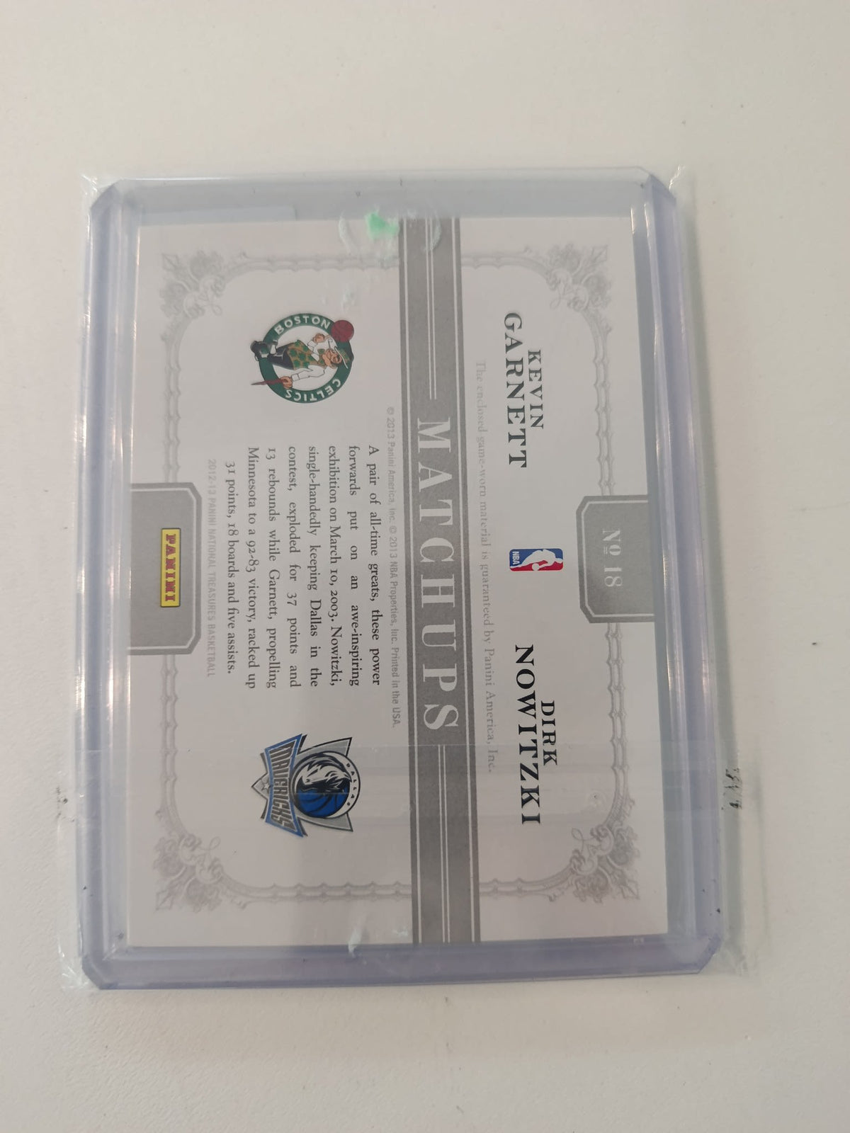 2012-13 Panini National Treasures Matchups Kevin Garnett / Dirk Nowitzki #18 - view 2