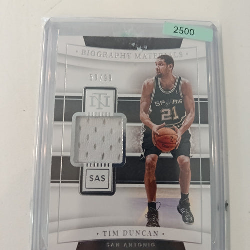 2021-22 Panini National Treasures Biography Materials Tim Duncan #BGM-TIM