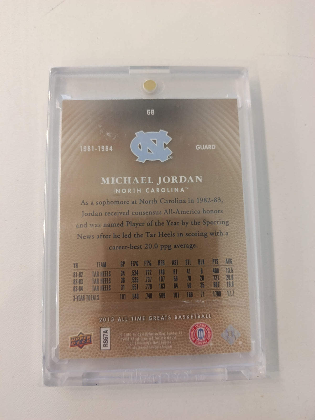 2013 Upper Deck All-Time Greats Basketball All-Time Greats Michael Jordan Gold #68 - view 2