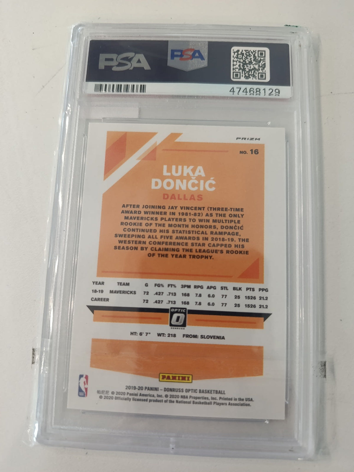 2019 Panini Donruss Optic Luka Doncic Disco #16 PSA Fanatics GEM MT 10 - view 2