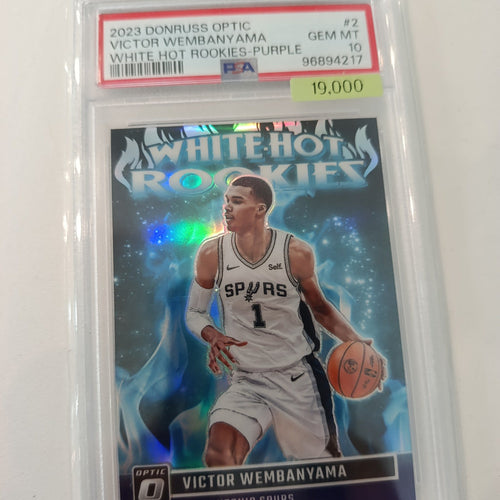 2023 Panini Donruss Optic White Hot Rookies Victor Wembanyama Purple #2 PSA GEM MT 10