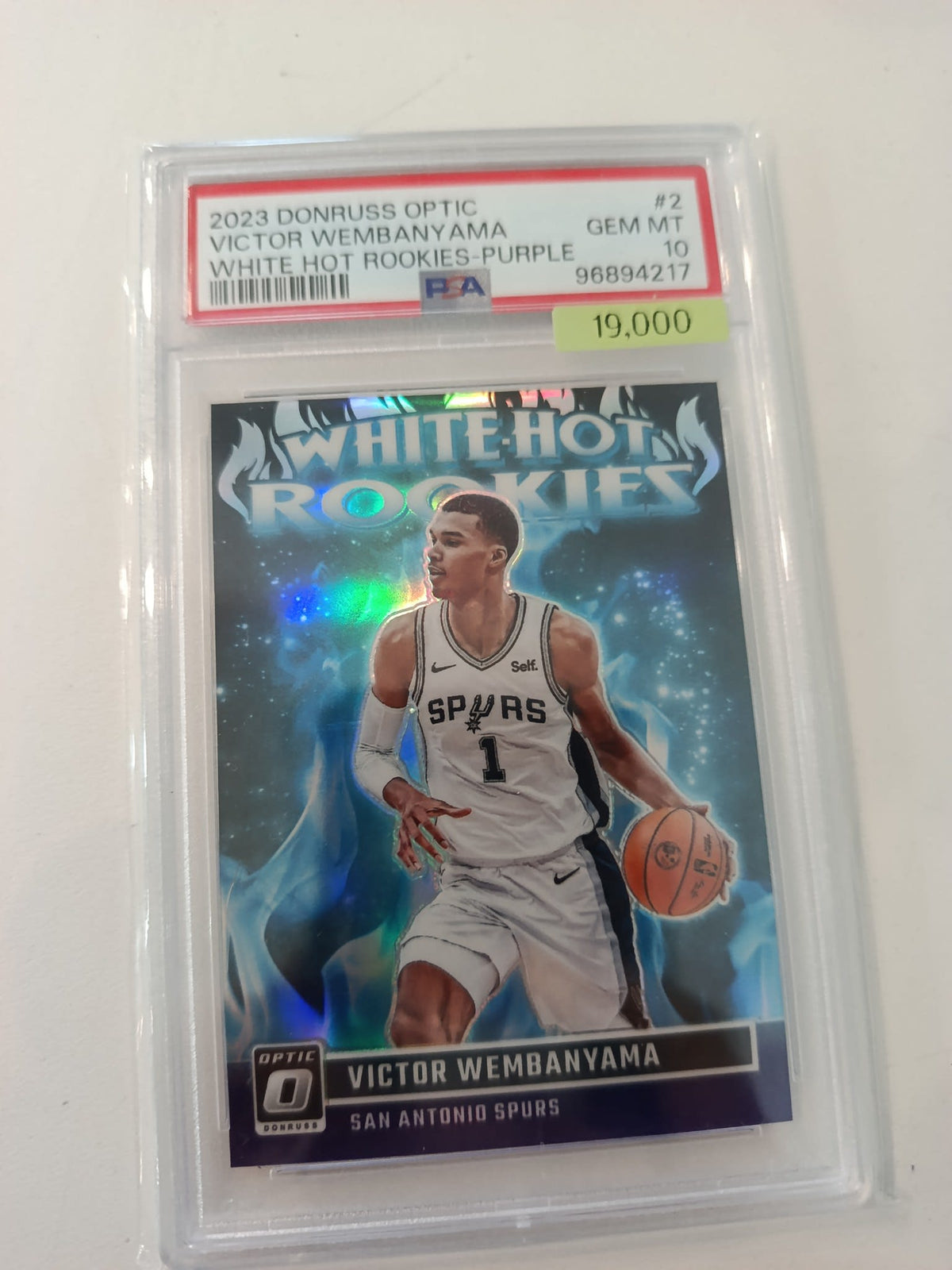 2023 Panini Donruss Optic White Hot Rookies Victor Wembanyama Purple #2 PSA GEM MT 10