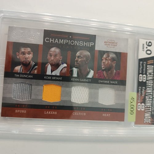2009-10 Panini Timeless Treasures Championship Season Quad Materials Tim Duncan, Kevin Gar
