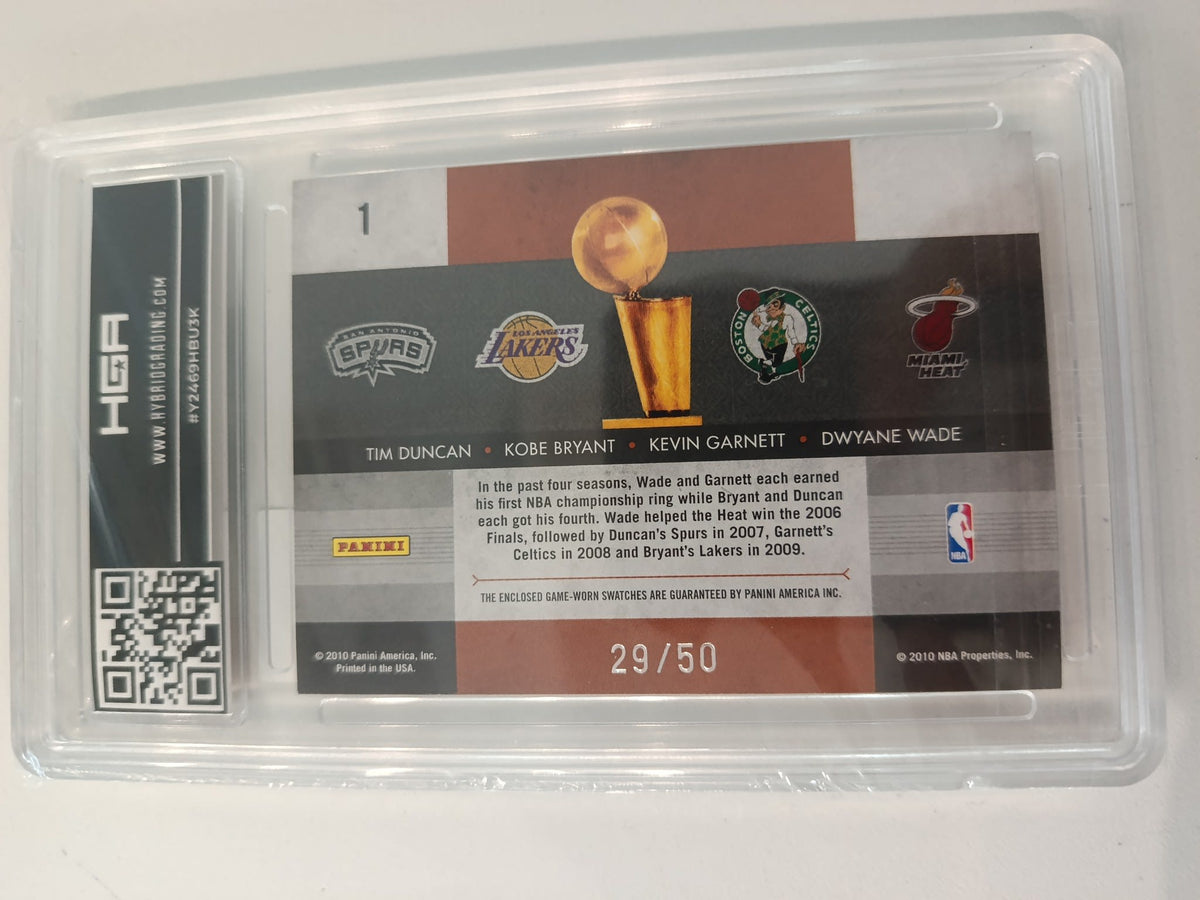 2009-10 Panini Timeless Treasures Championship Season Quad Materials Tim Duncan, Kevin Gar - view 2
