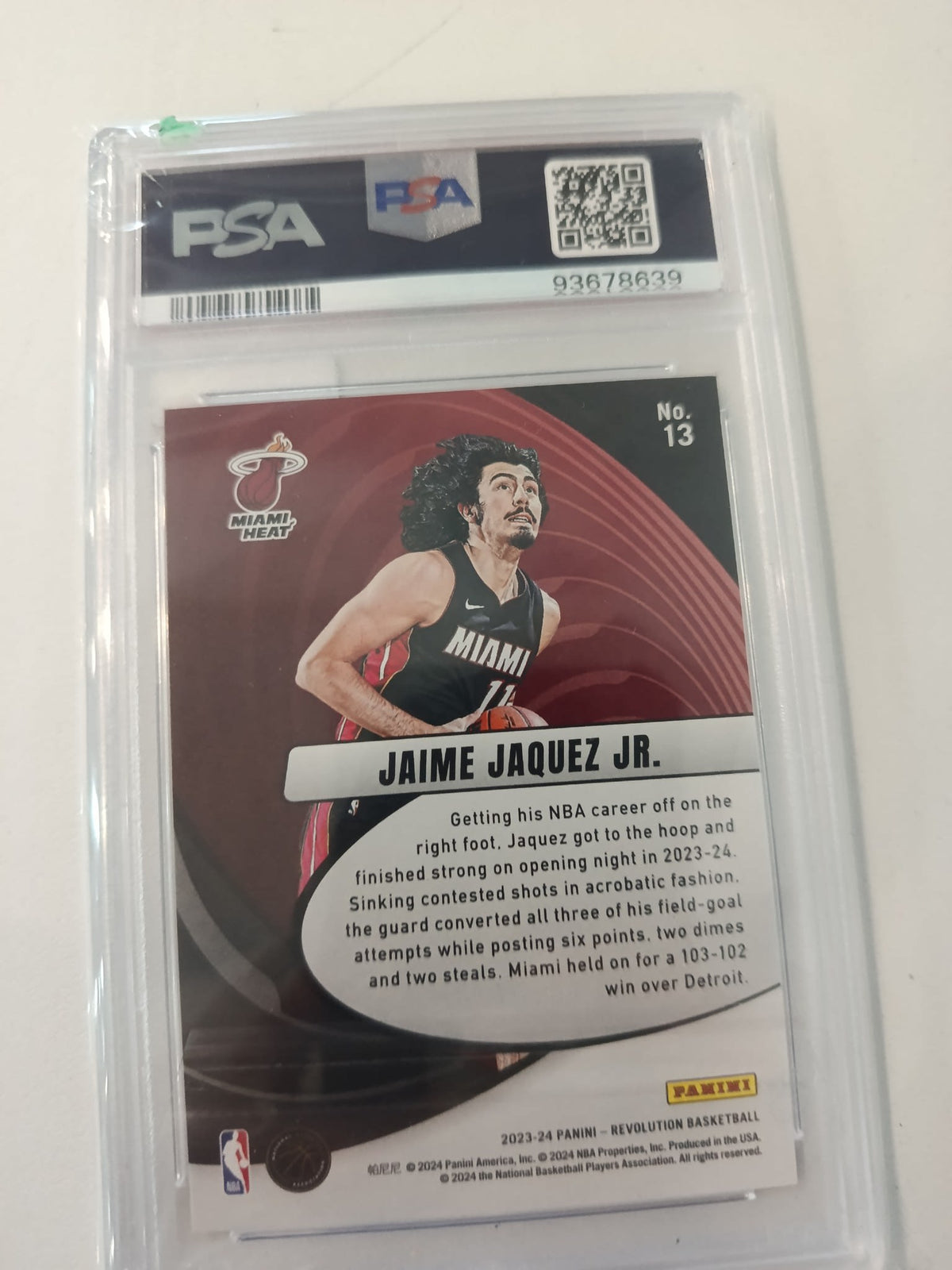 2023 Panini Revolution Vortex Jaime Jaquez Jr. Vortex #13 PSA GEM MT 10 - view 2