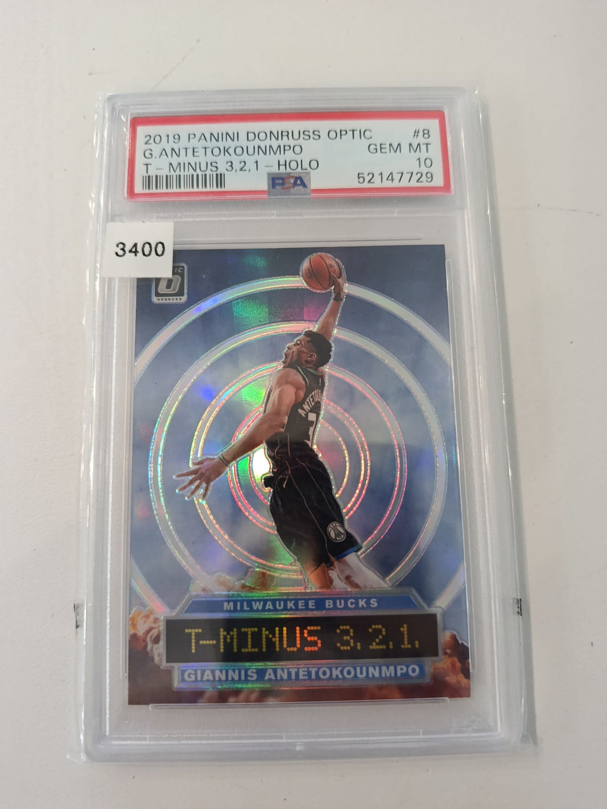 2019 Panini Donruss Optic T-Minus 3.2.1 Giannis Antetokounmpo Holo #8 PSA 10