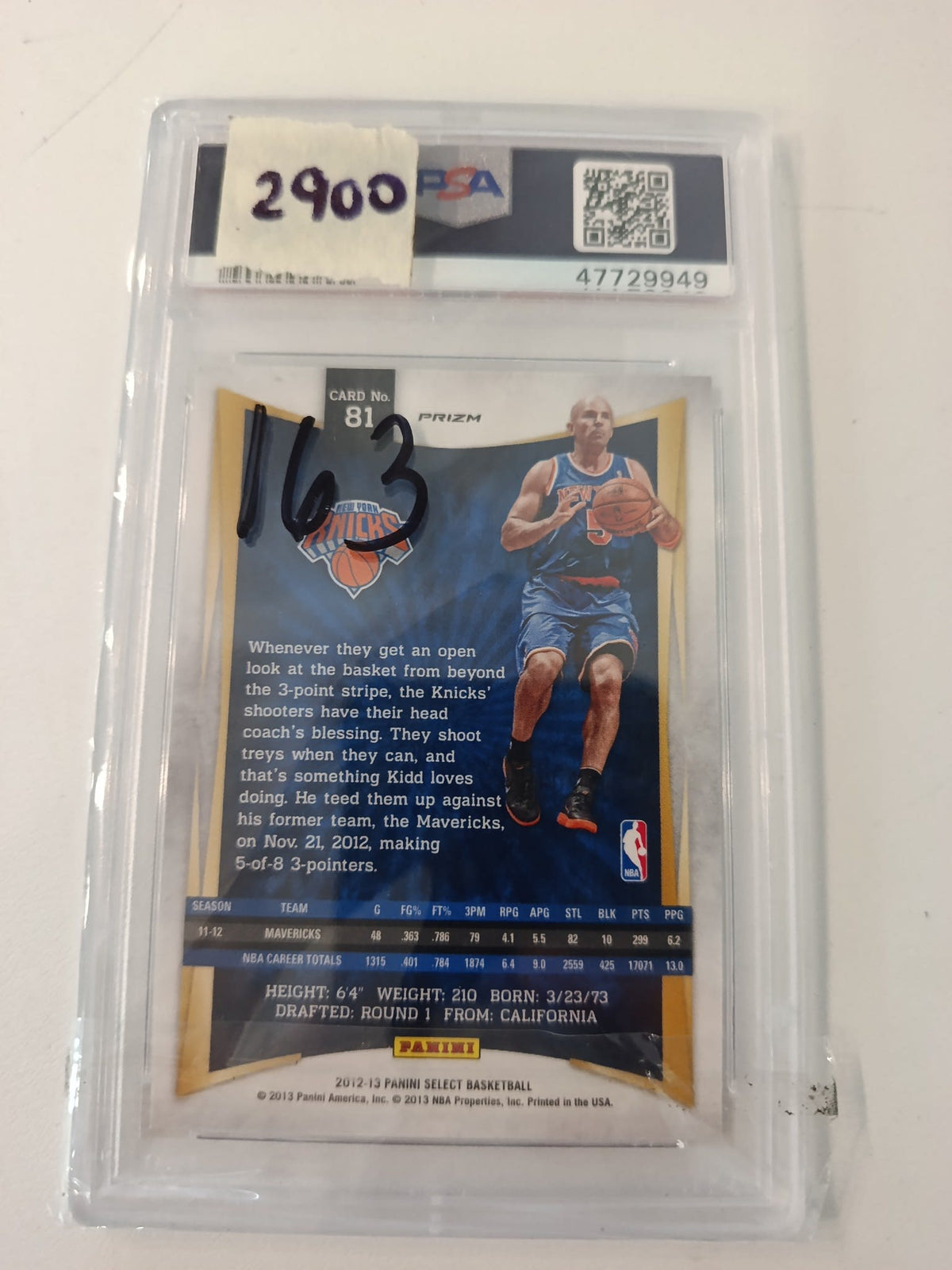 2012 Panini Select Jason Kidd #81 PSA 8 - view 2