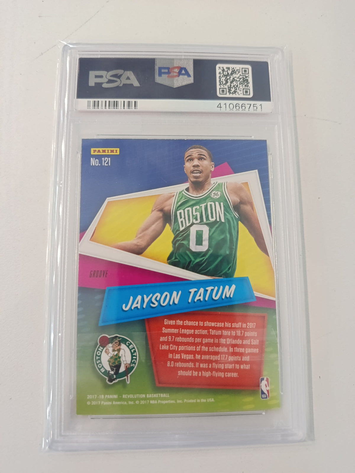 2017 Panini Revolution Groove Jayson Tatum #121 PSA NM-MT 8 - view 2