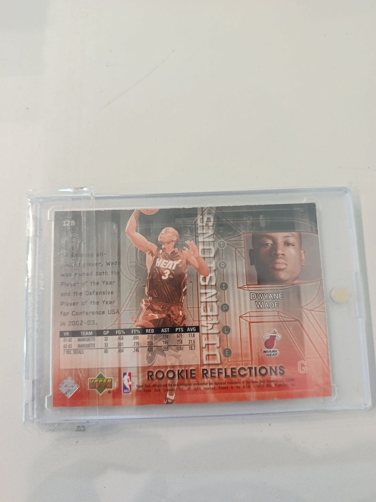 2003-04 Upper Deck Rookie Reflections Triple Dimensions Dwyane Wade #128 - view 2
