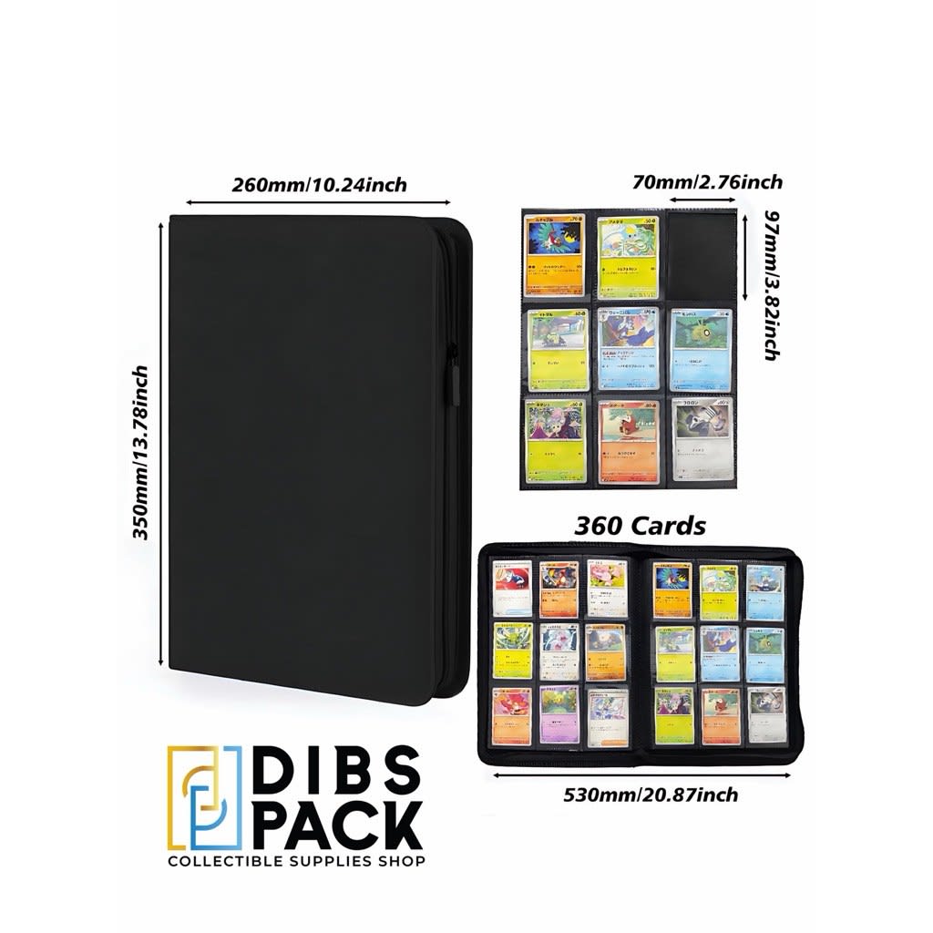 Premium 9-Pocket Trading Card Binder – Leather Diamond Pattern (360 slots)