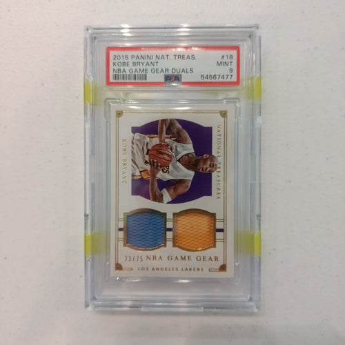 2015 Panini National Treasures NBA Game Gear Duals Kobe Bryant #18 PSA 9
